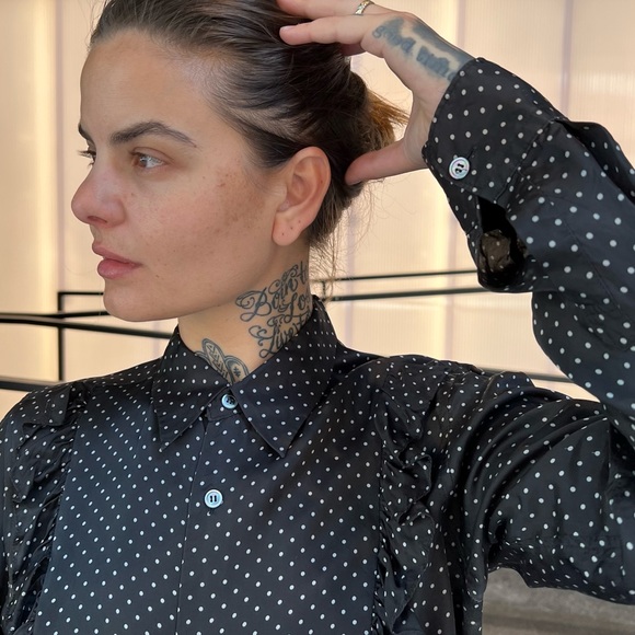 CDG CDG polka-dot ruffle trim satin shirt size L from the F/W 2009 collection - Picture 14 of 16